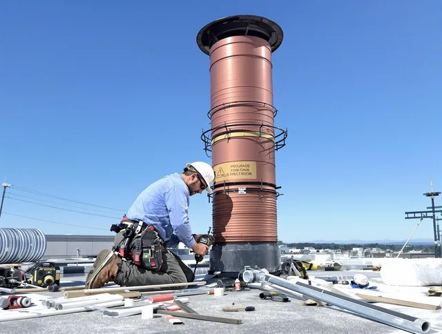 Installed chimney liner by Raynham Chimney Sweep in Raynham, MA