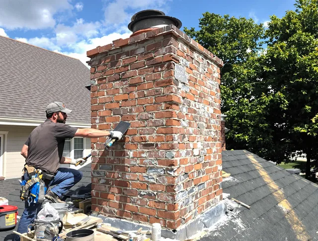 Completed chimney rebuild by Raynham Chimney Sweep in Raynham, MA