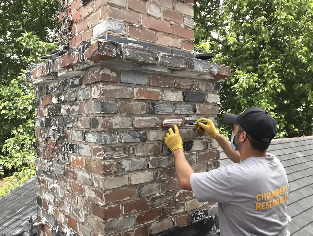 In-progress chimney restoration by Raynham Chimney Sweep in Raynham, MA
