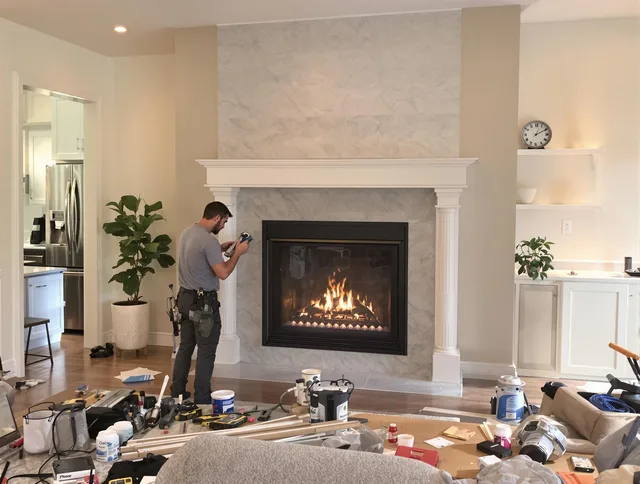 Newly installed fireplace by Raynham Chimney Sweep in Raynham, MA